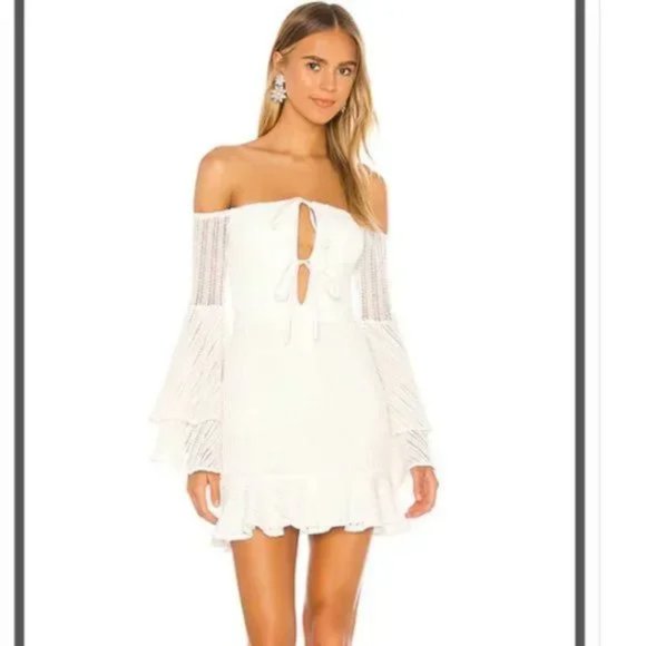 MICHAEL COSTELLO x Revolve white 'Orchid' Mini Dress NWT S stretch - Picture 2 of 5